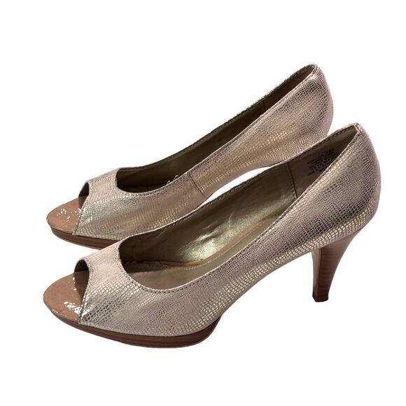 Bandolino | Mylah Gold Metallic Women’s Peep-toe Heels Pumps Size 7.5 - Picture 2 of 12